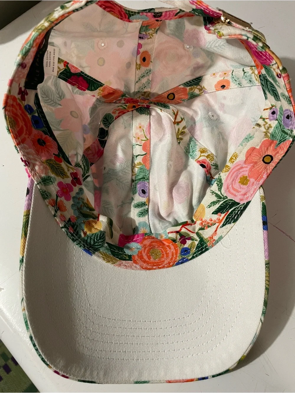 RIFLE PAPER CO Floral Print 100% Cotton baseball cap